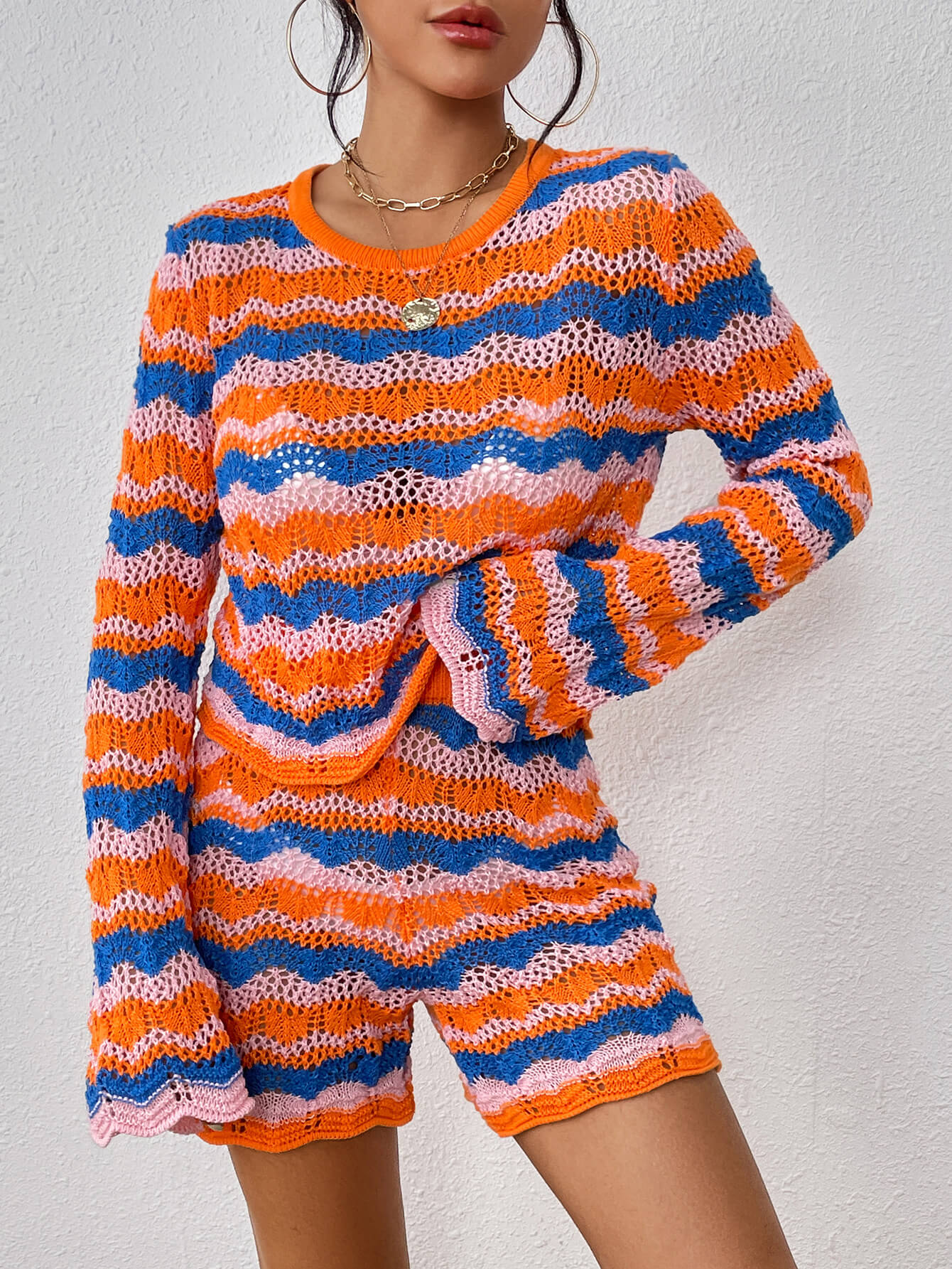 Cali Knit Crochet Matching Set - Orange - Image 5