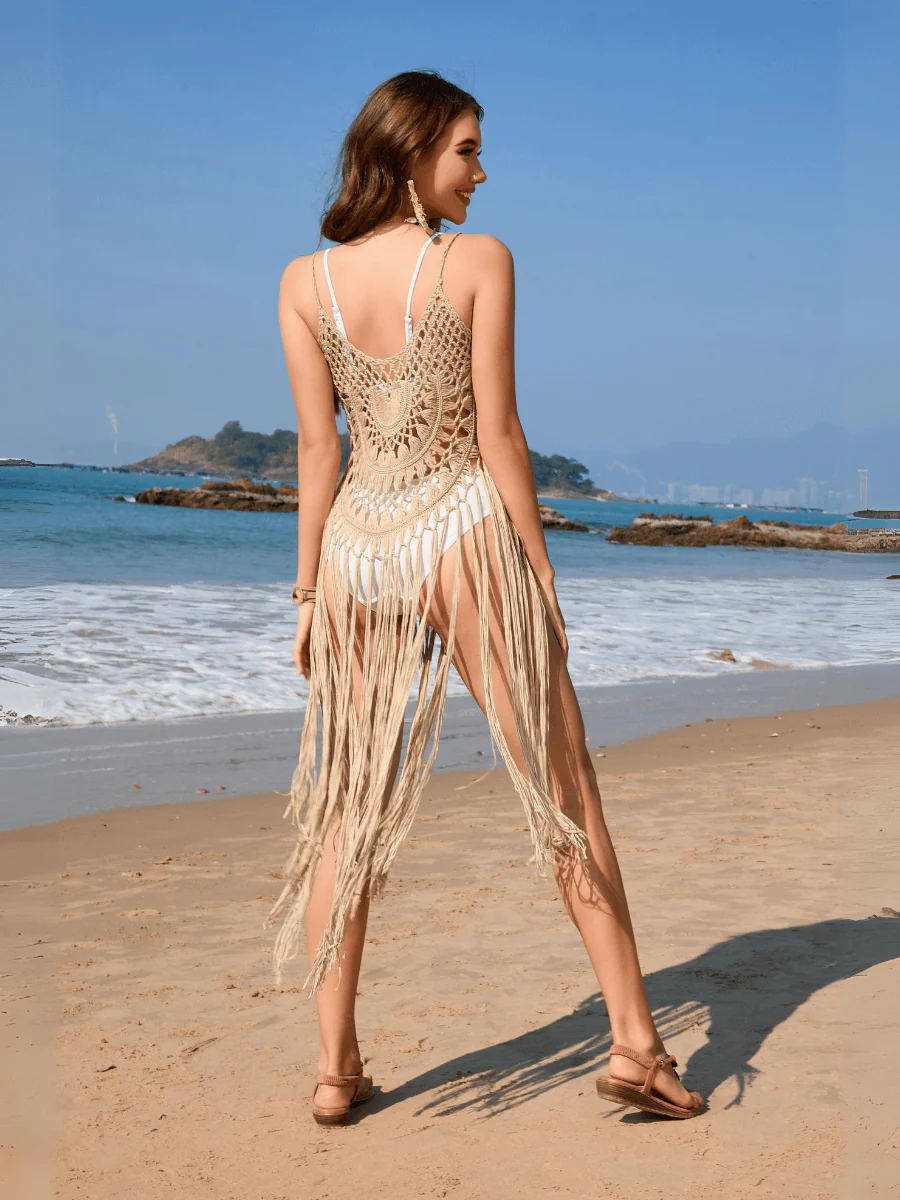 Caliana Tassel Cover Up Maxi Dress - Khaki - Image 5
