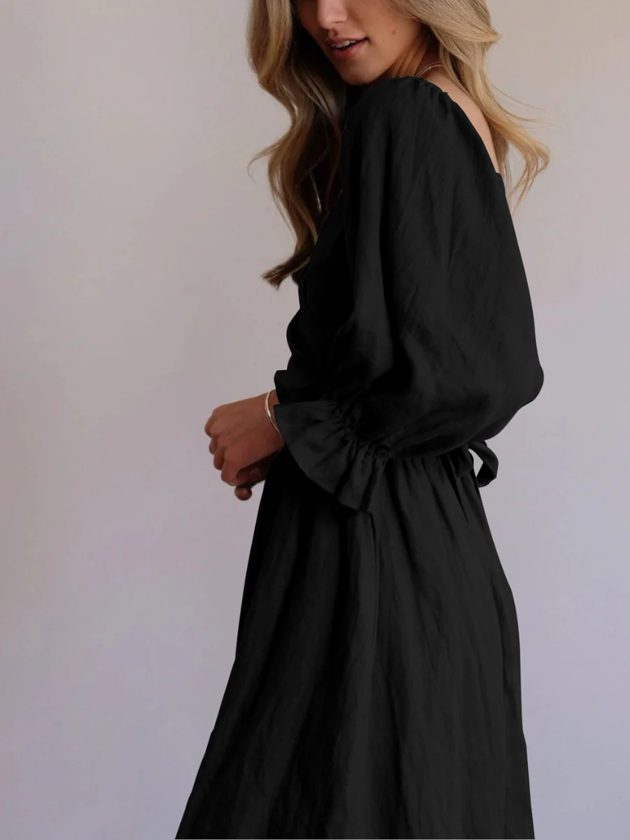 CALL IT LOVE TWO WAY TIERED MIDI DRESS - BLACK - Image 3