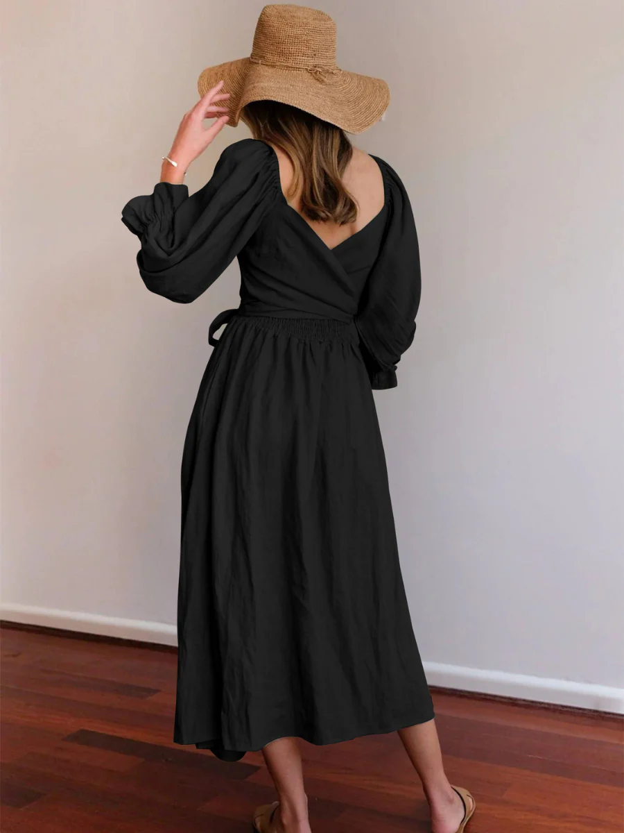 CALL IT LOVE TWO WAY TIERED MIDI DRESS - BLACK - Image 4