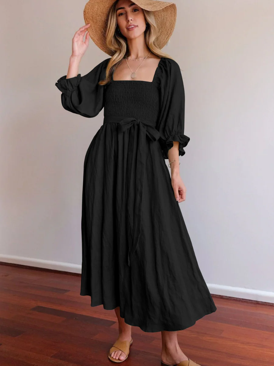 CALL IT LOVE TWO WAY TIERED MIDI DRESS - BLACK - Image 5