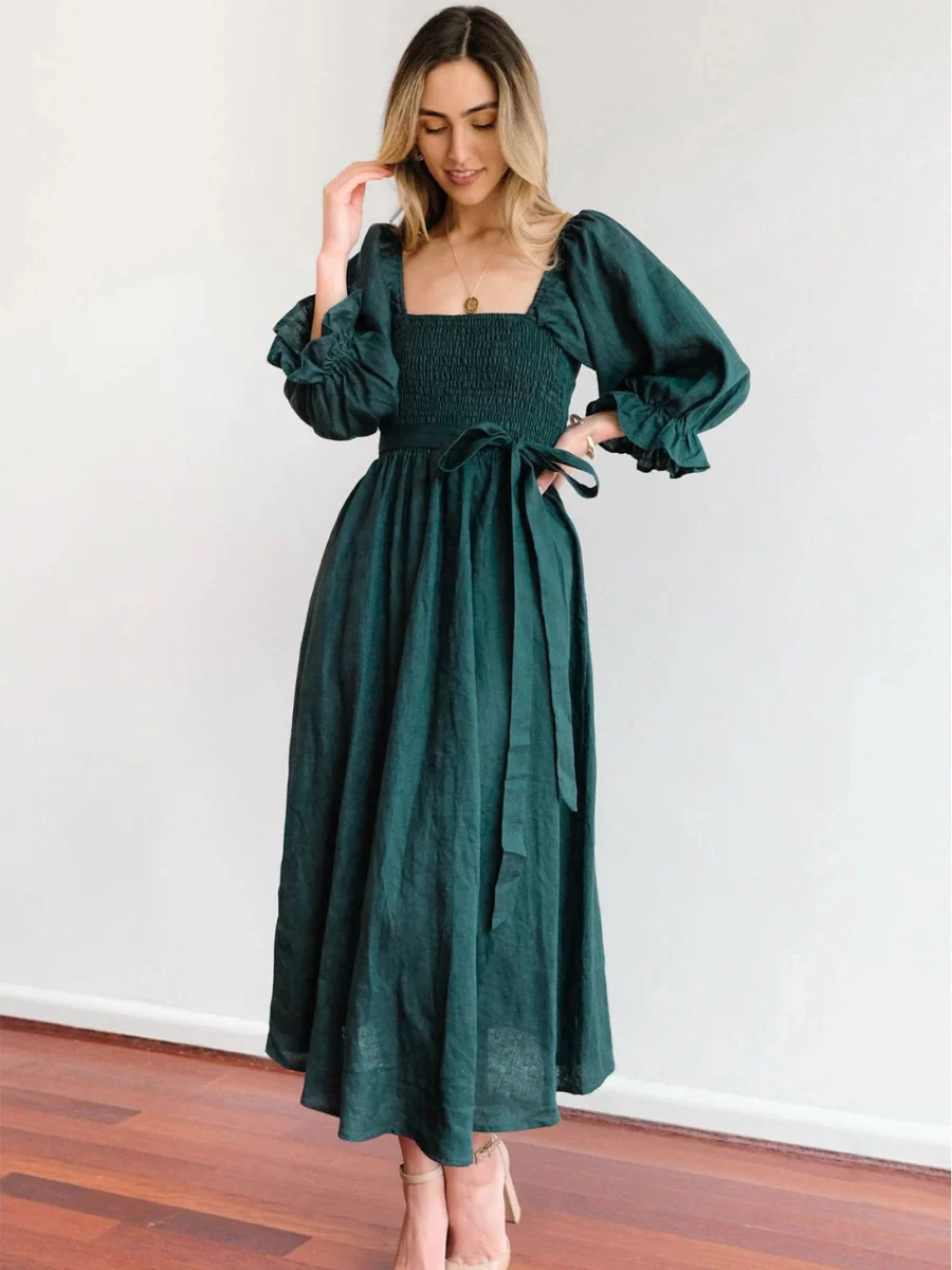 CALL IT LOVE TWO WAY TIERED MIDI DRESS - GREEN - Image 2