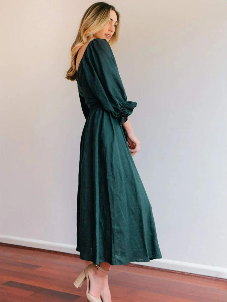CALL IT LOVE TWO WAY TIERED MIDI DRESS - GREEN - Image 4