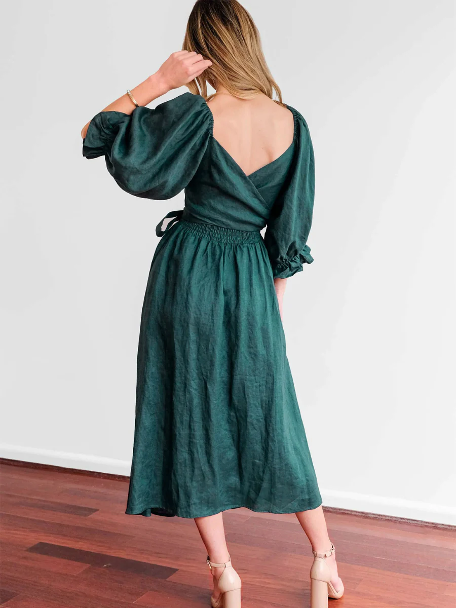 CALL IT LOVE TWO WAY TIERED MIDI DRESS - GREEN - Image 5