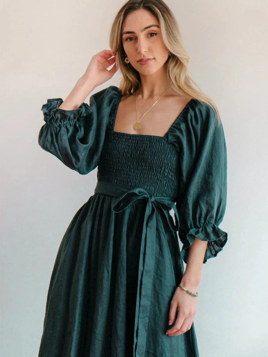 CALL IT LOVE TWO WAY TIERED MIDI DRESS - GREEN - Image 6