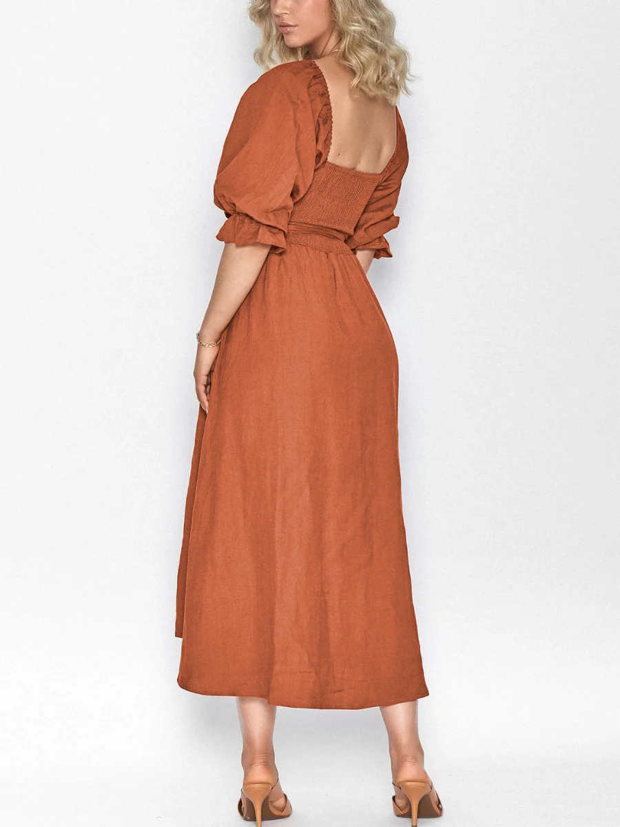 CALL IT LOVE TWO WAY TIERED MIDI DRESS - ORANGE - Image 2
