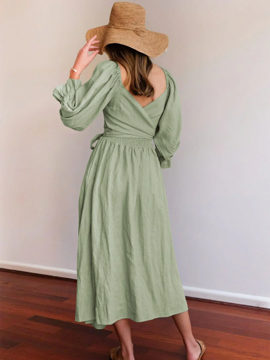 CALL IT LOVE TWO WAY TIERED MIDI DRESS - SAGE - Image 4