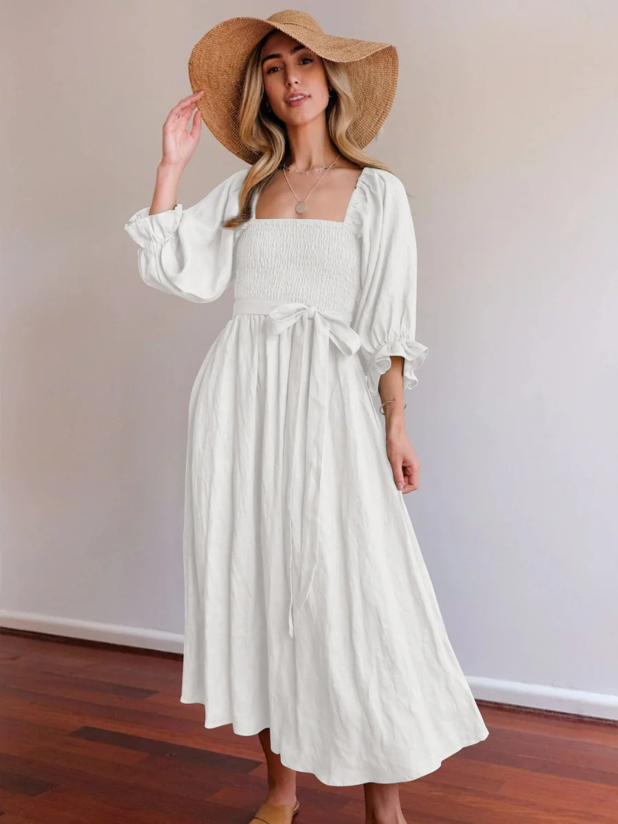 CALL IT LOVE TWO WAY TIERED MIDI DRESS - WHITE - Image 3