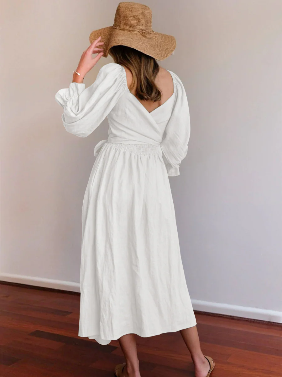 CALL IT LOVE TWO WAY TIERED MIDI DRESS - WHITE - Image 4