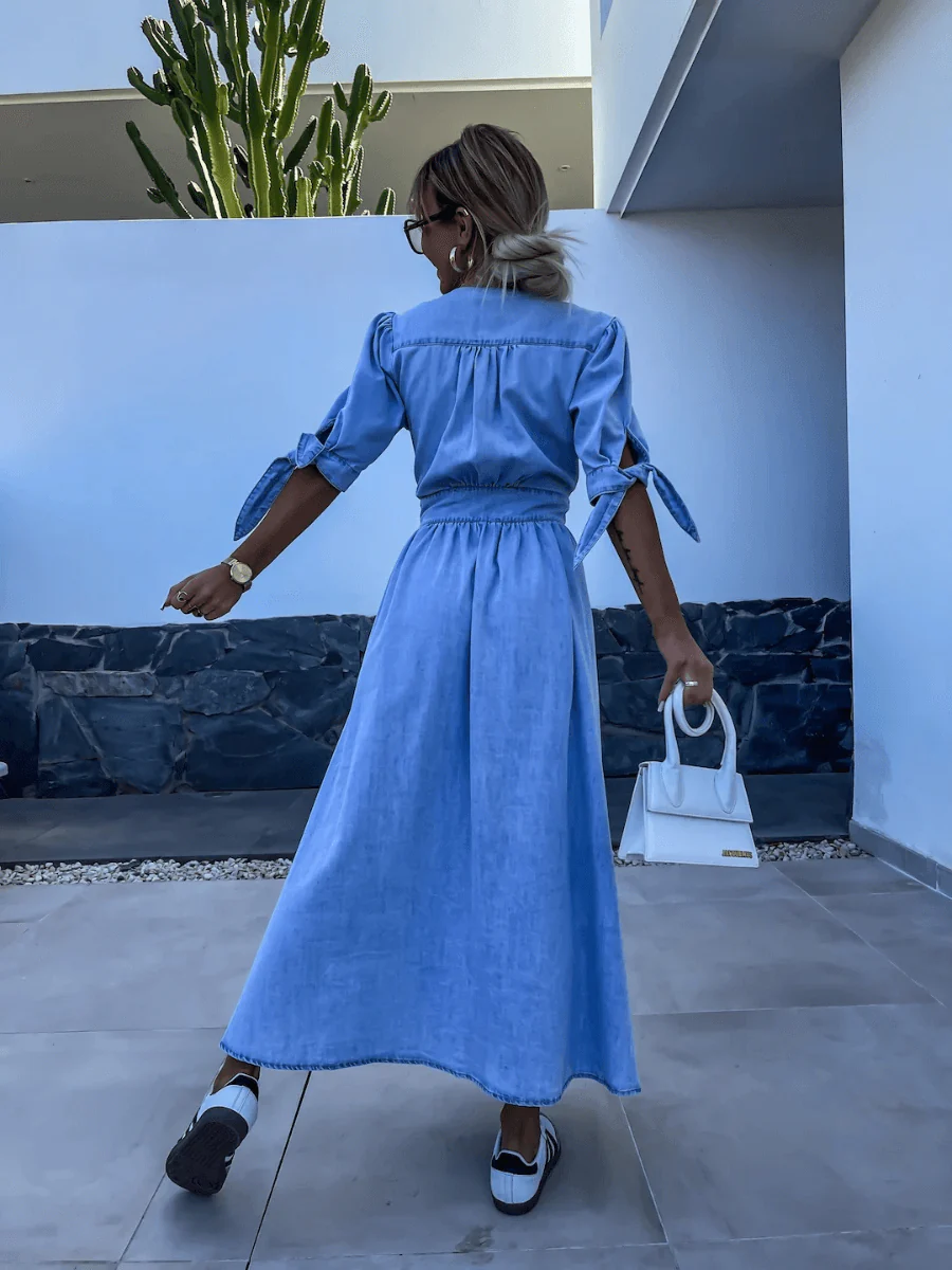 Camden Denim Button Front Maxi Dress - Image 4