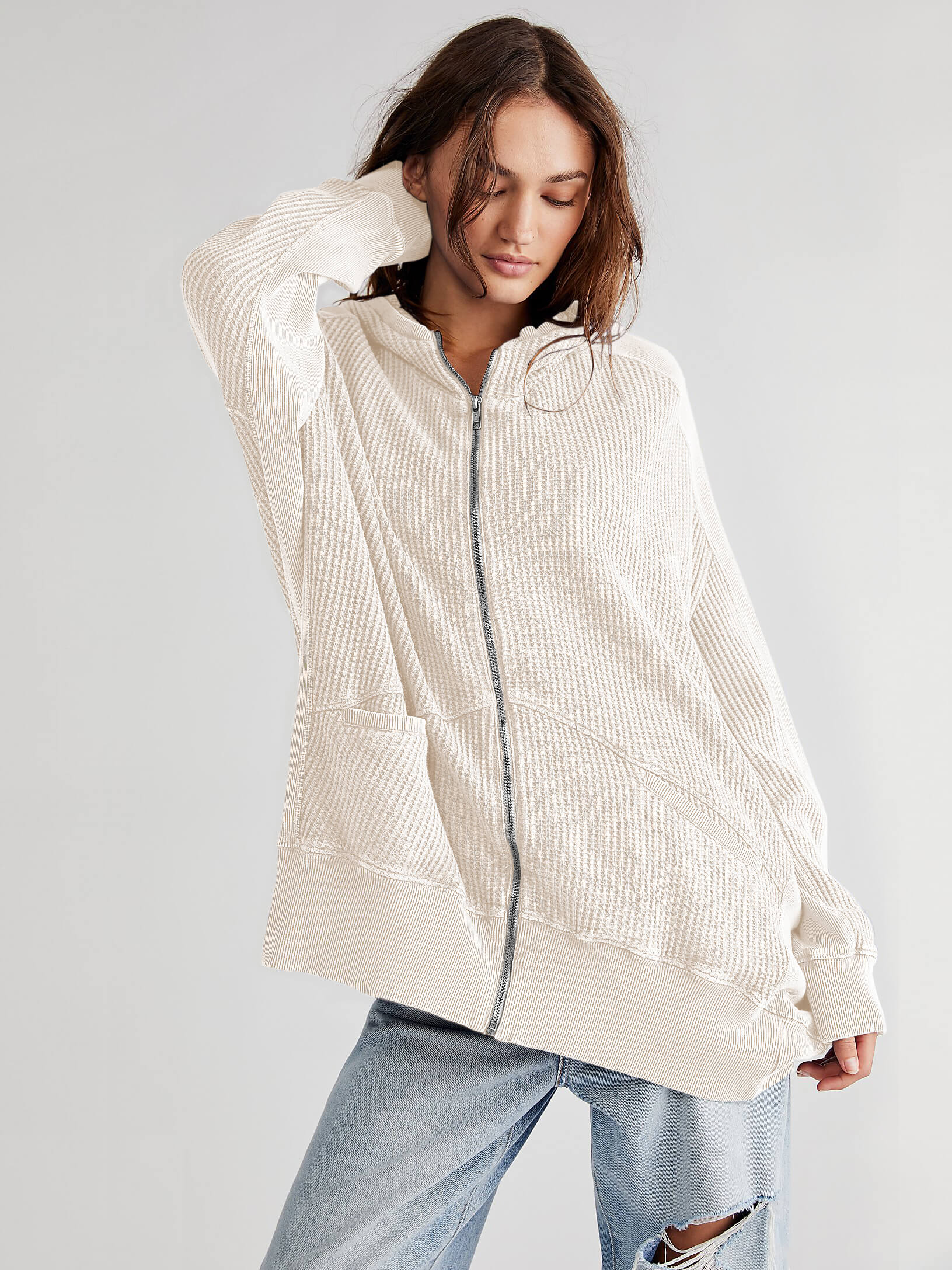 Campfire Hoodie Jacket - Cream - Image 4