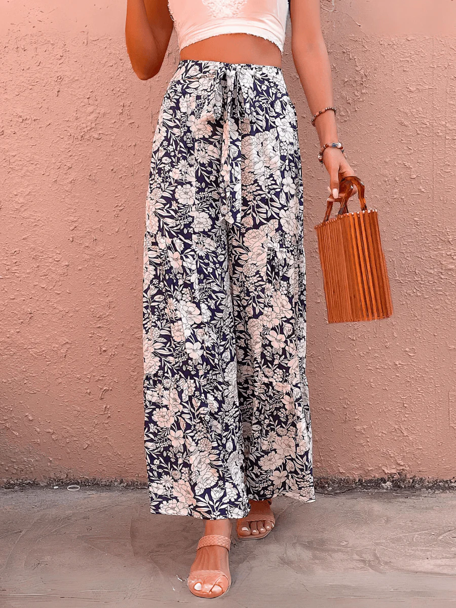 Cancun Printed Wide Leg Belted Pant - Image 3