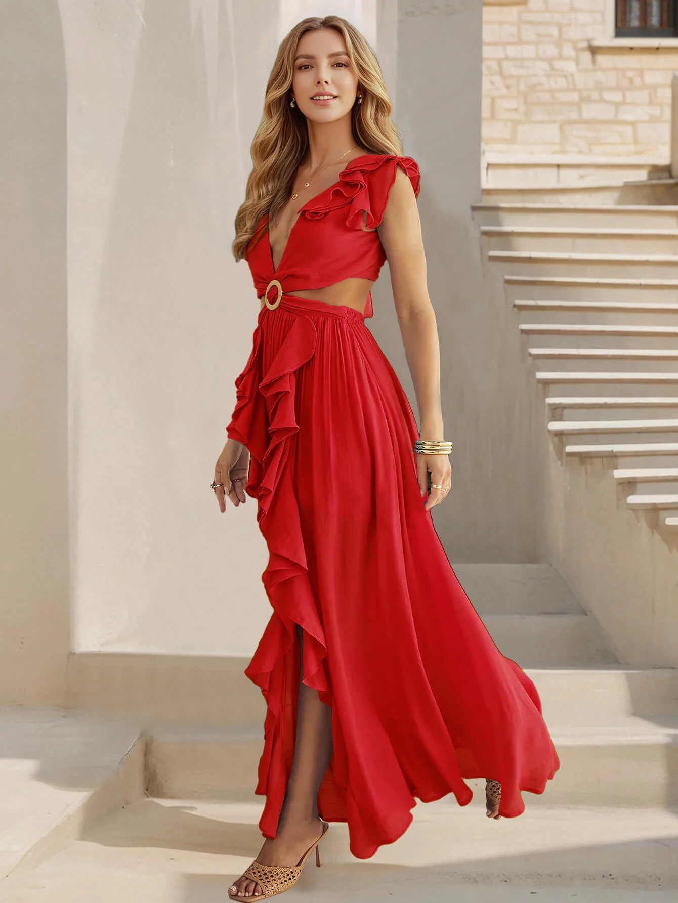 Carlita Ruffle Cutout Maxi Dress - Image 10