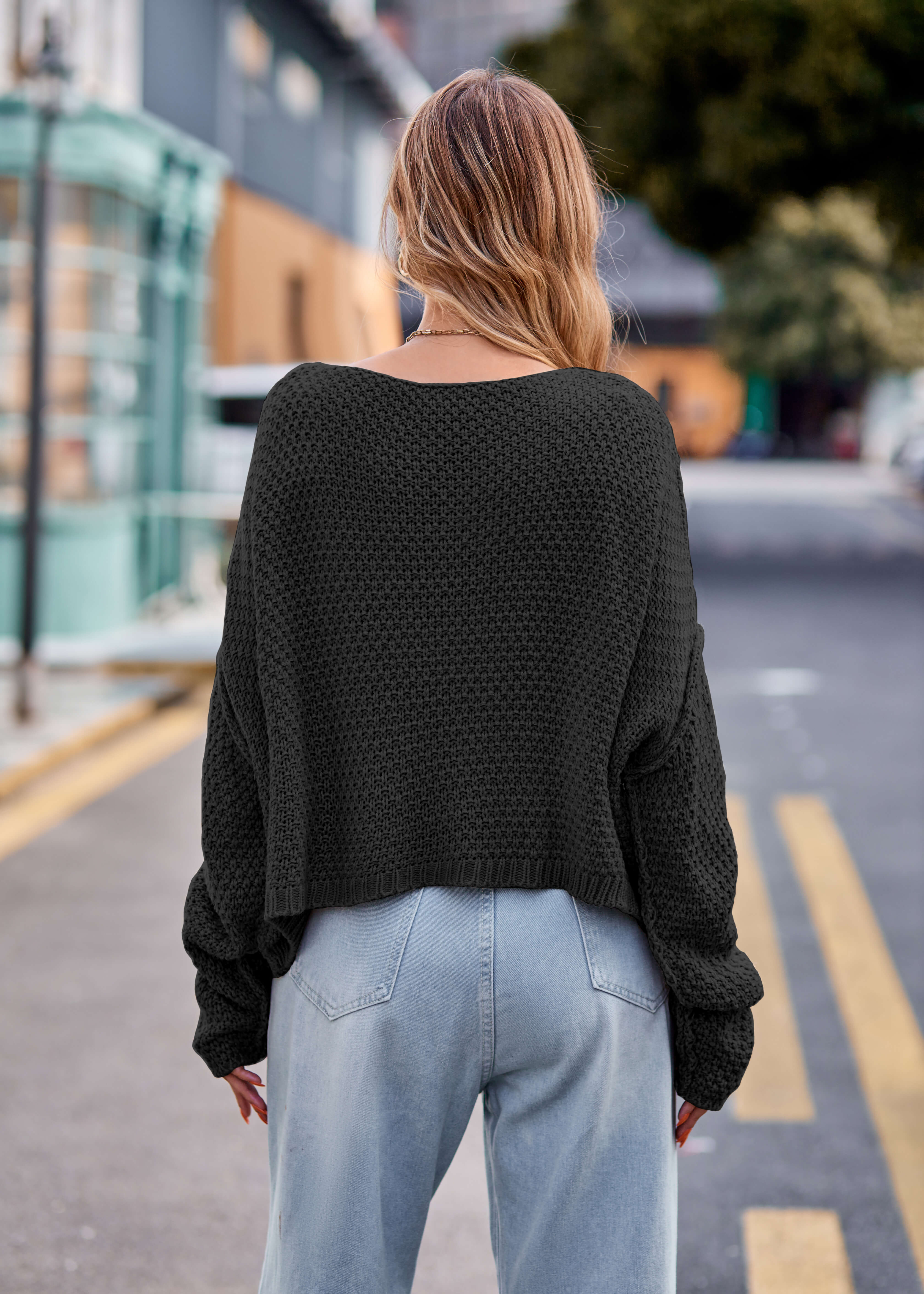 Carlton Cable Knit Sweater - Black - Image 3