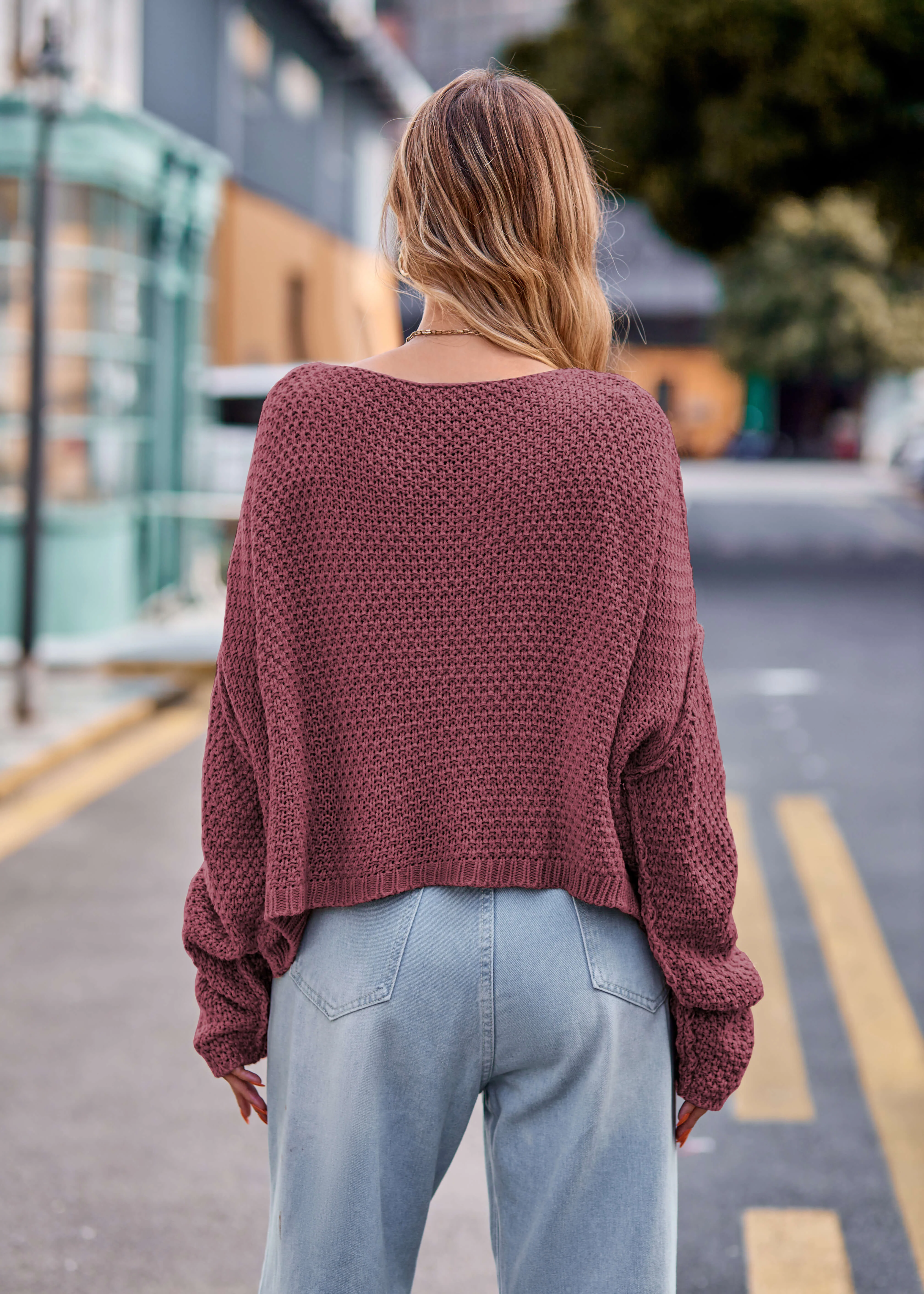 Carlton Cable Knit Sweater - Mulberry - Image 3
