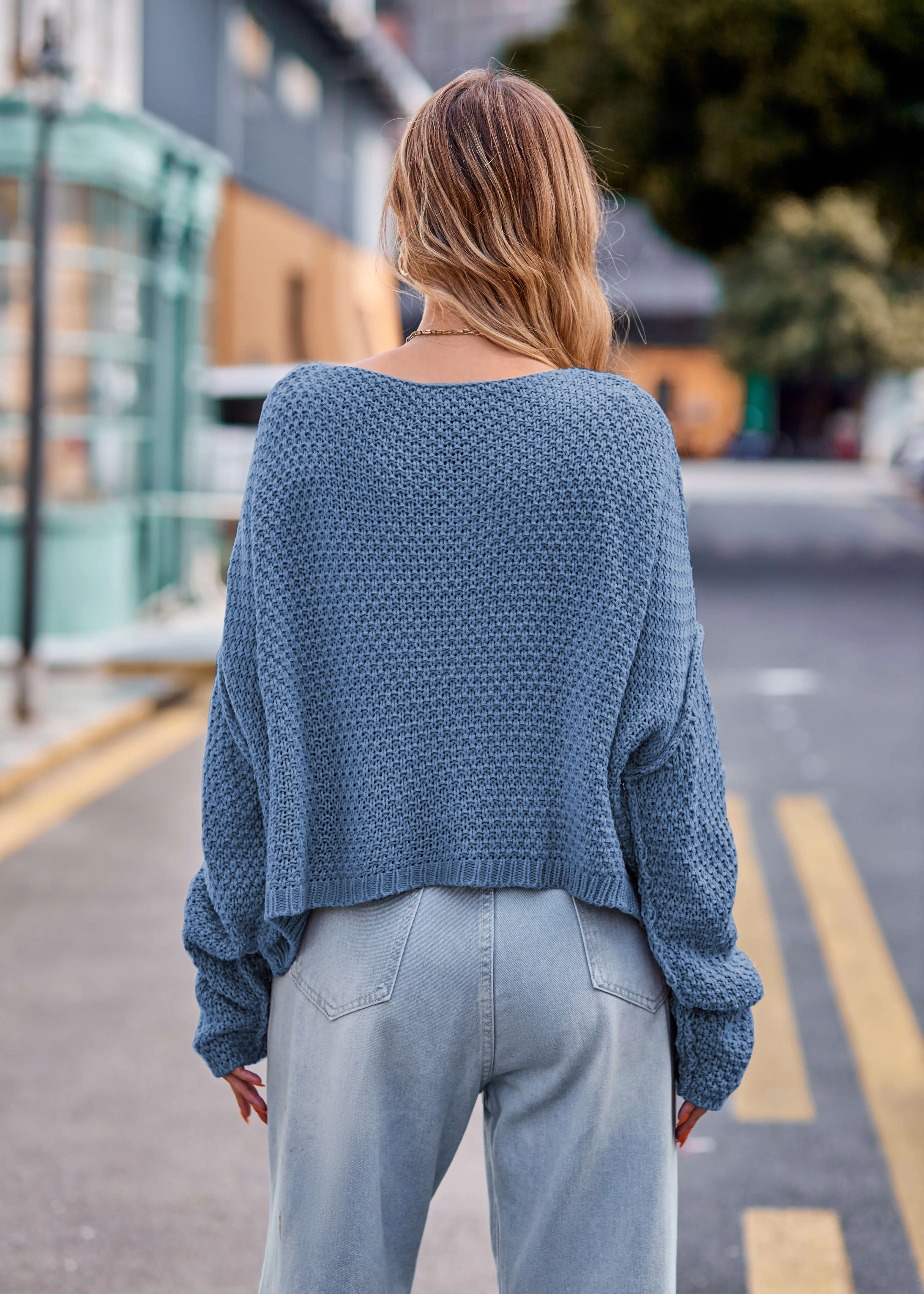 Carlton Cable Knit Sweater - Yale Blue - Image 3