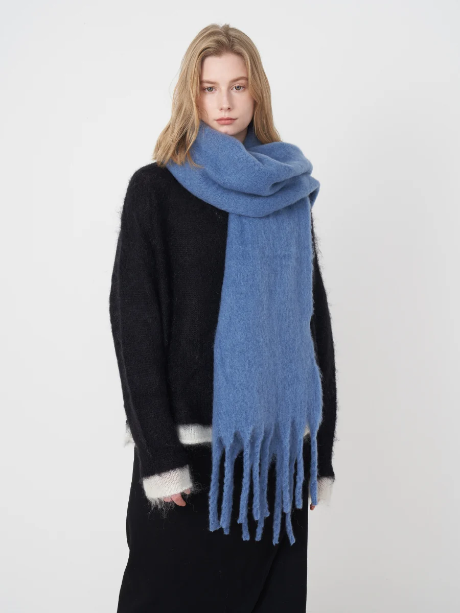 Catalog Tassel Blanket Scarf - Blue - Image 4
