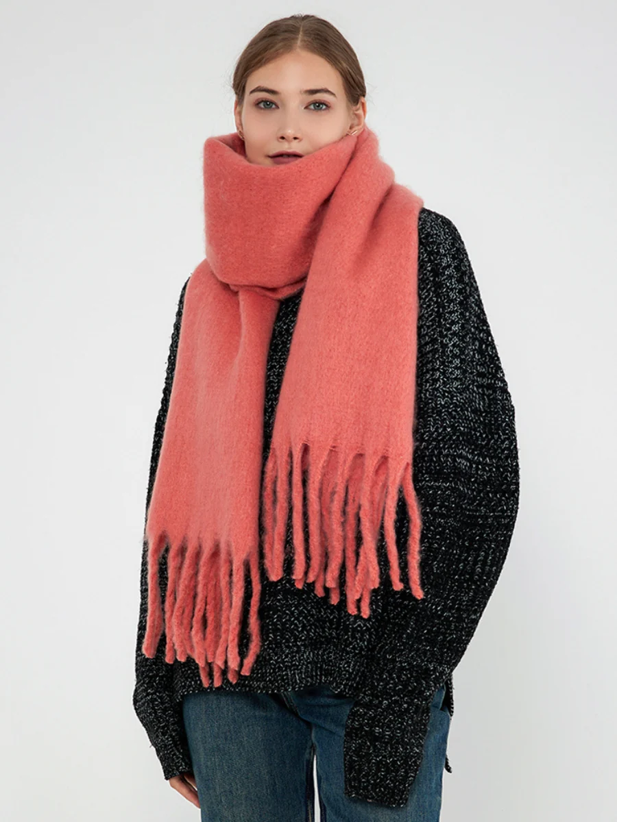 Catalog Tassel Blanket Scarf - Coral - Image 3