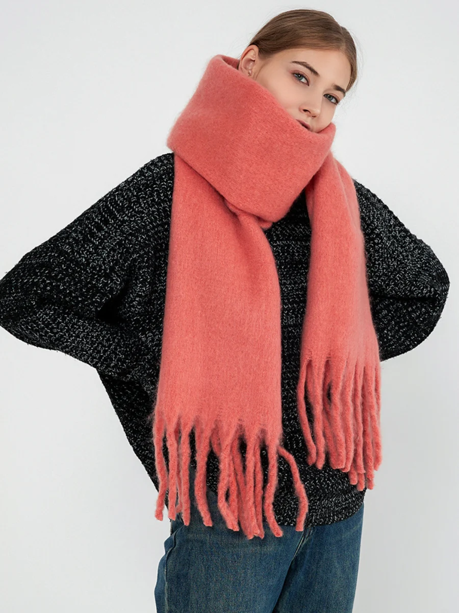 Catalog Tassel Blanket Scarf - Coral - Image 4
