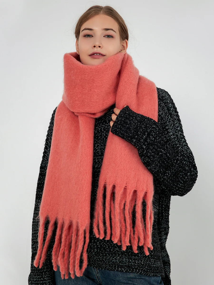Catalog Tassel Blanket Scarf - Coral - Image 6