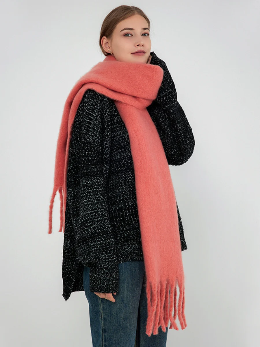 Catalog Tassel Blanket Scarf - Coral - Image 7