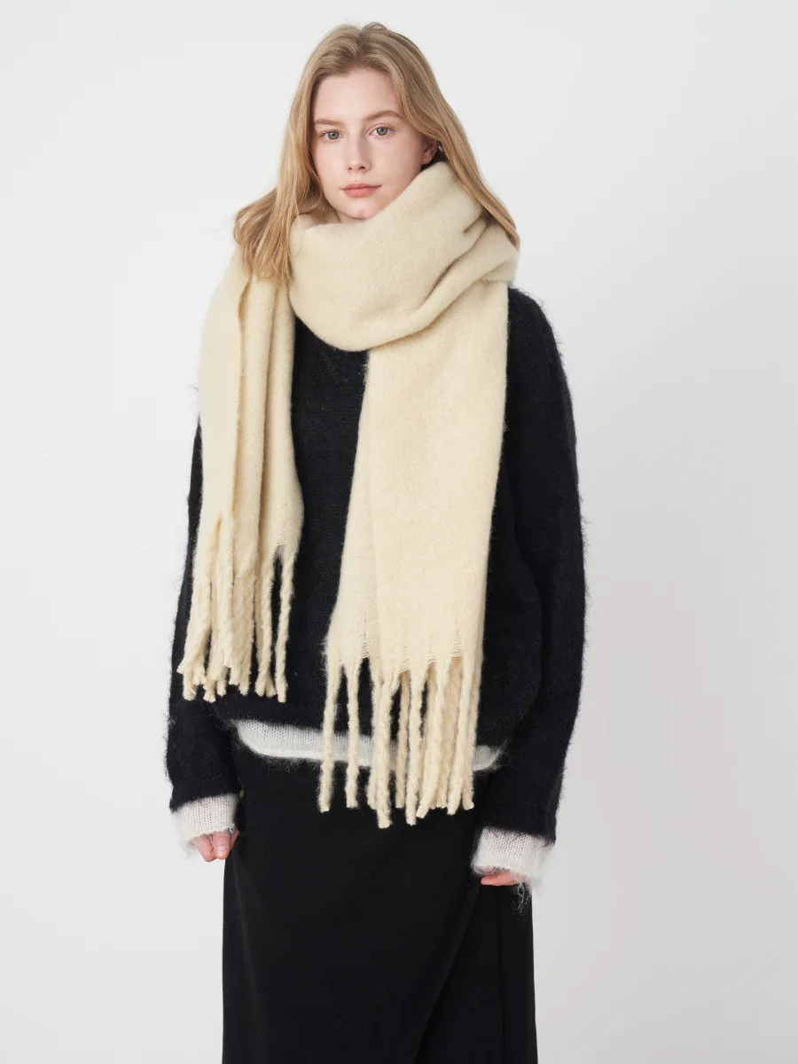 Catalog Tassel Blanket Scarf - Cream - Image 2