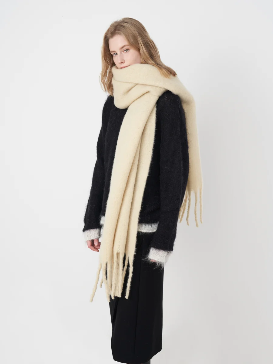 Catalog Tassel Blanket Scarf - Cream - Image 3