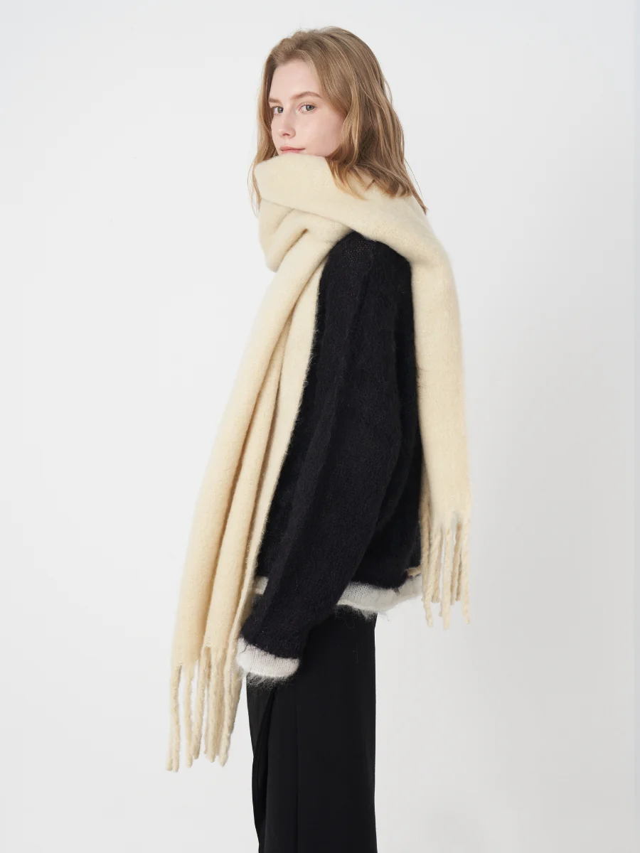 Catalog Tassel Blanket Scarf - Cream - Image 4