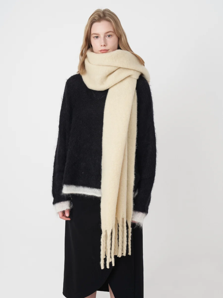 Catalog Tassel Blanket Scarf - Cream - Image 5