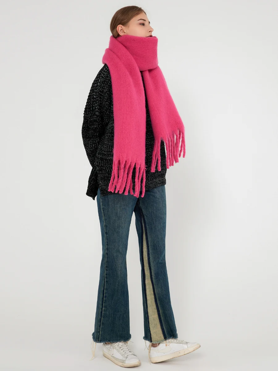 Catalog Tassel Blanket Scarf - Fuchsia - Image 2