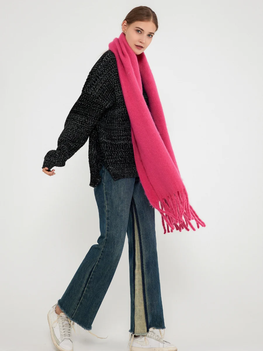 Catalog Tassel Blanket Scarf - Fuchsia - Image 3