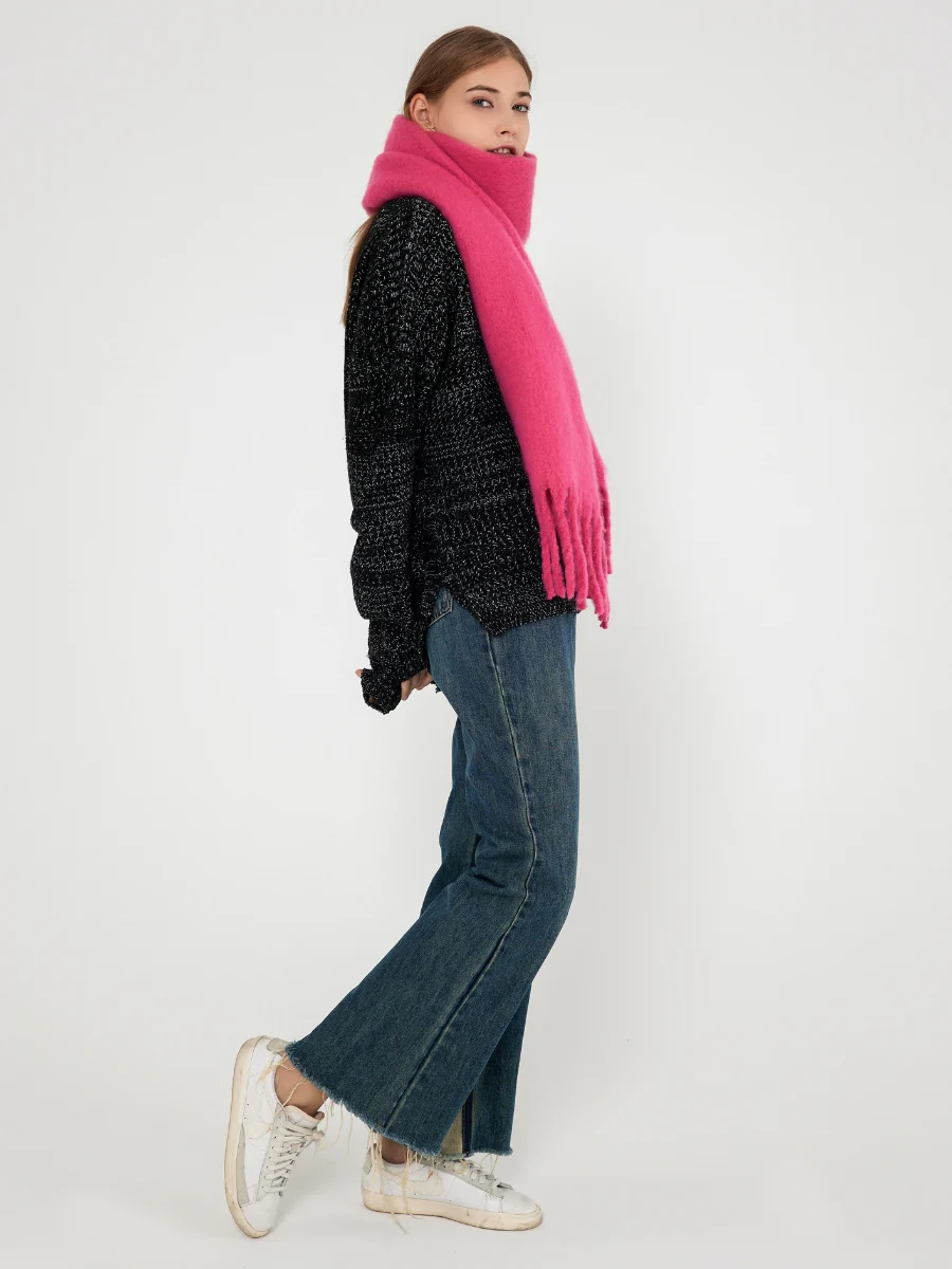 Catalog Tassel Blanket Scarf - Fuchsia - Image 4