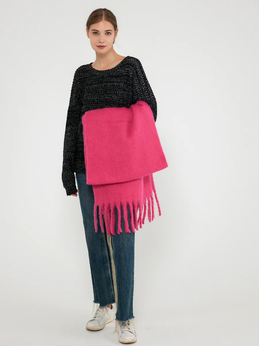 Catalog Tassel Blanket Scarf - Fuchsia - Image 5