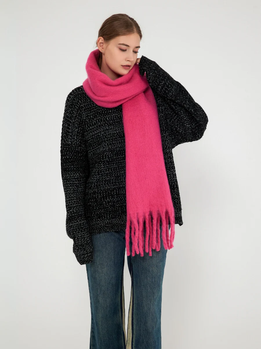 Catalog Tassel Blanket Scarf - Fuchsia - Image 7