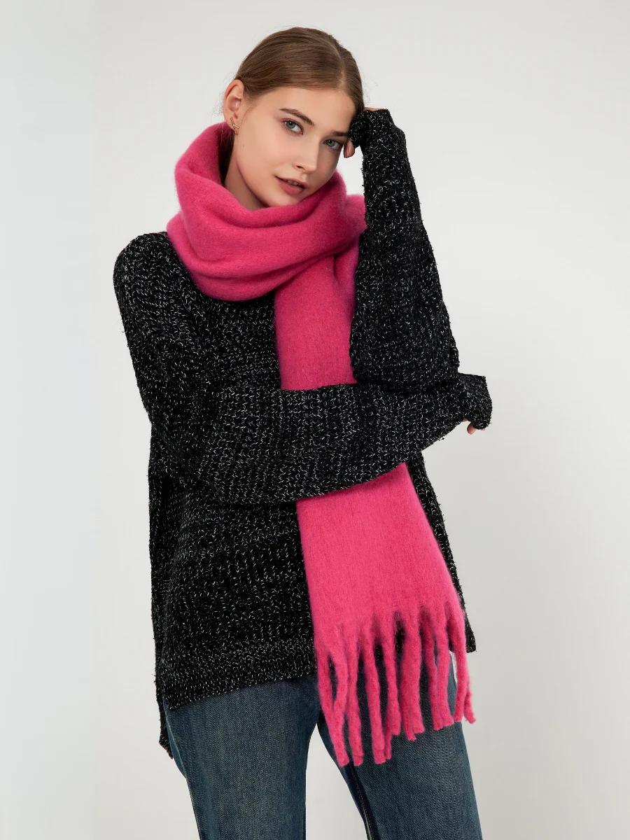 Catalog Tassel Blanket Scarf - Fuchsia - Image 8