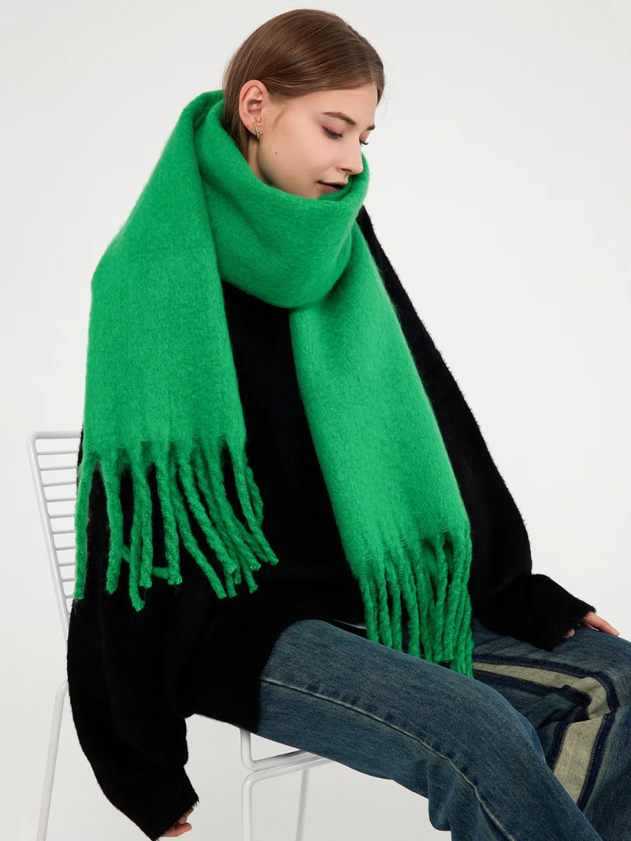 Catalog Tassel Blanket Scarf - Green