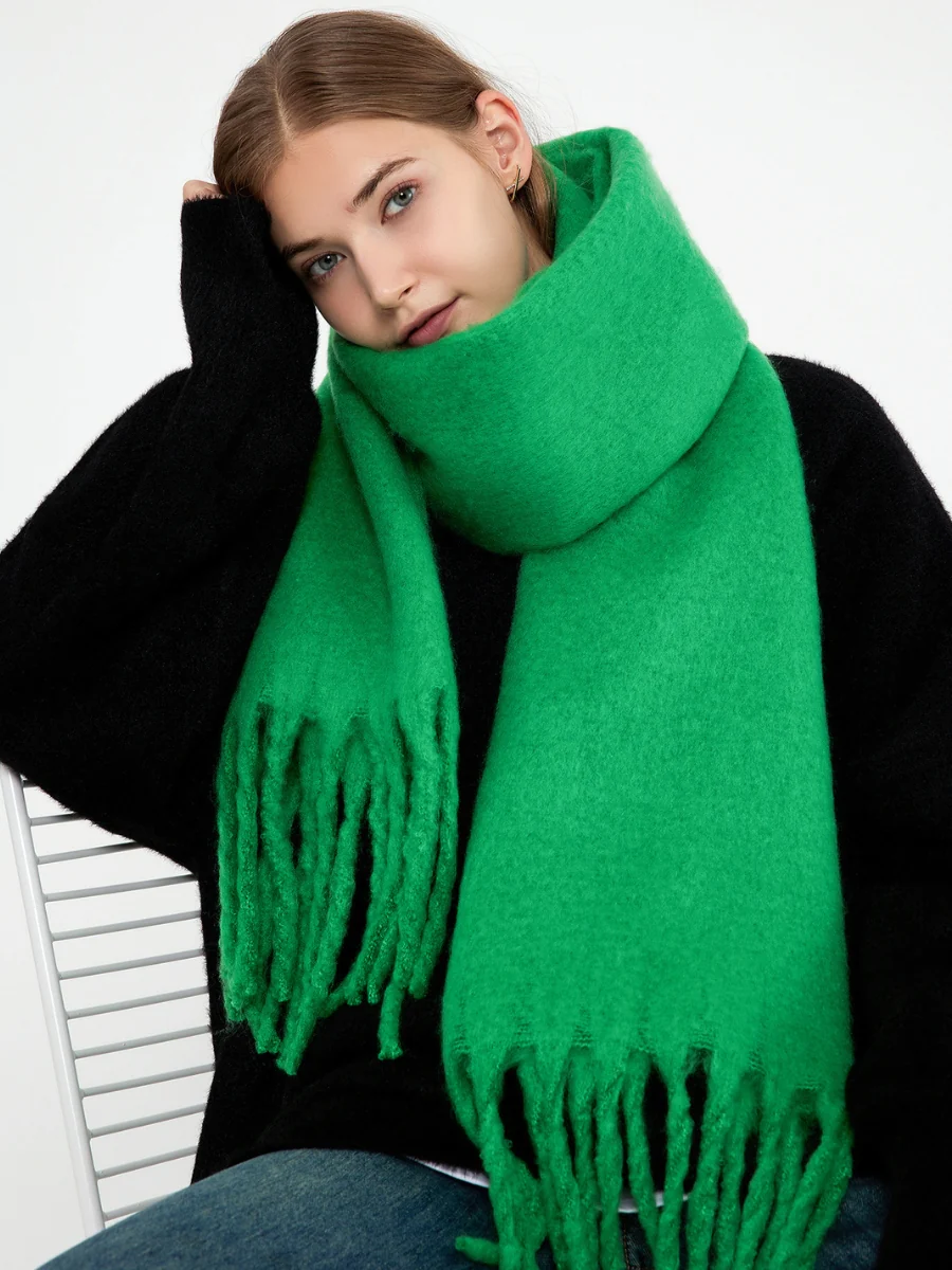 Catalog Tassel Blanket Scarf - Green - Image 2
