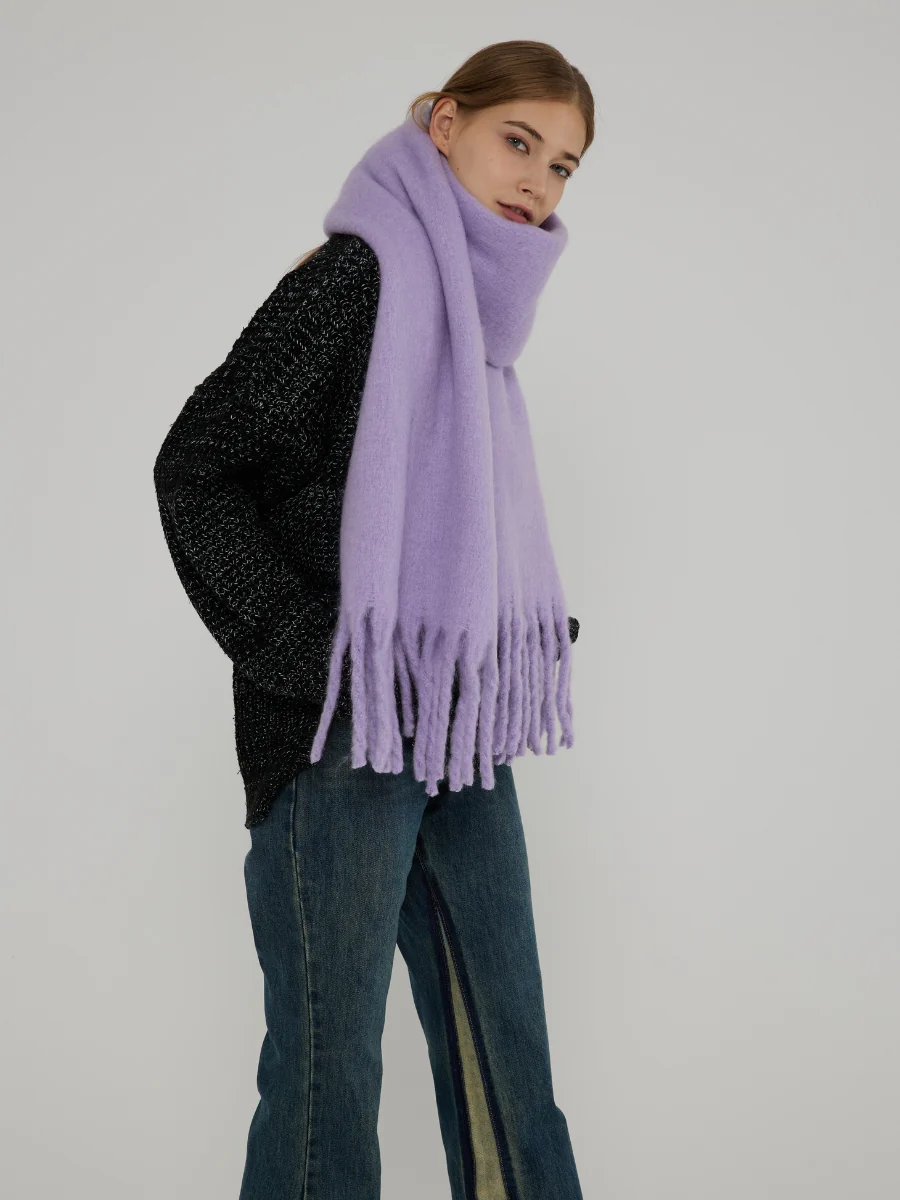 Catalog Tassel Blanket Scarf - Lavender - Image 6