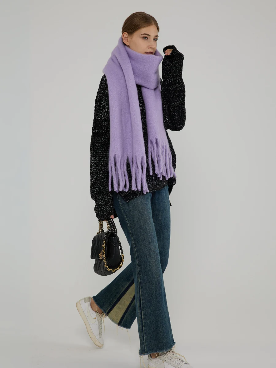 Catalog Tassel Blanket Scarf - Lavender - Image 7