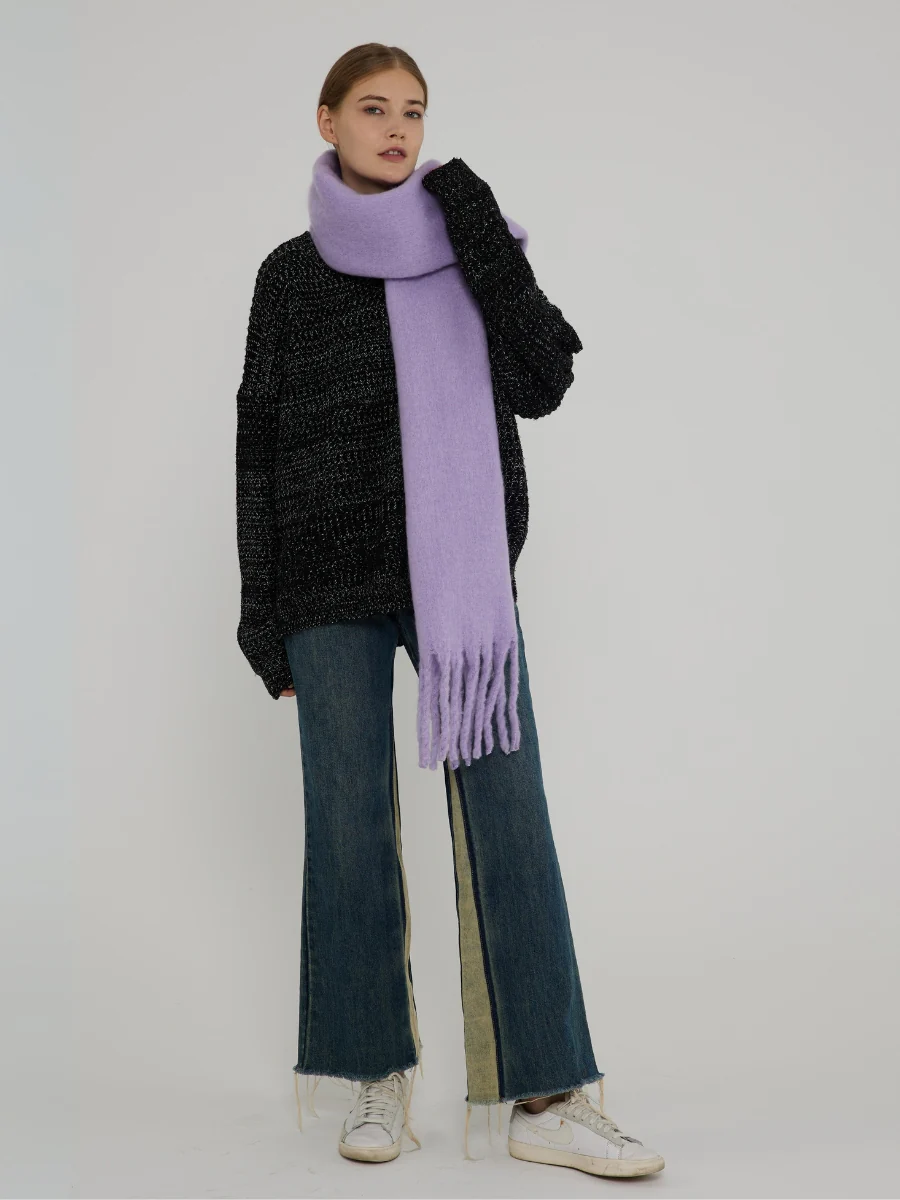 Catalog Tassel Blanket Scarf - Lavender - Image 8