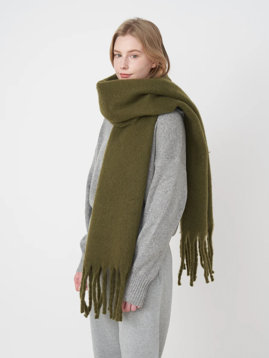Catalog Tassel Blanket Scarf - Olive - Image 2