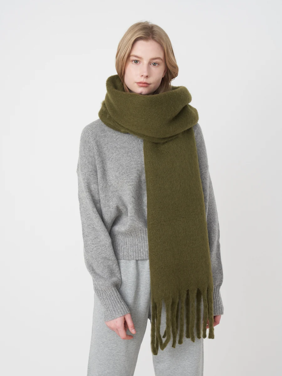 Catalog Tassel Blanket Scarf - Olive - Image 3