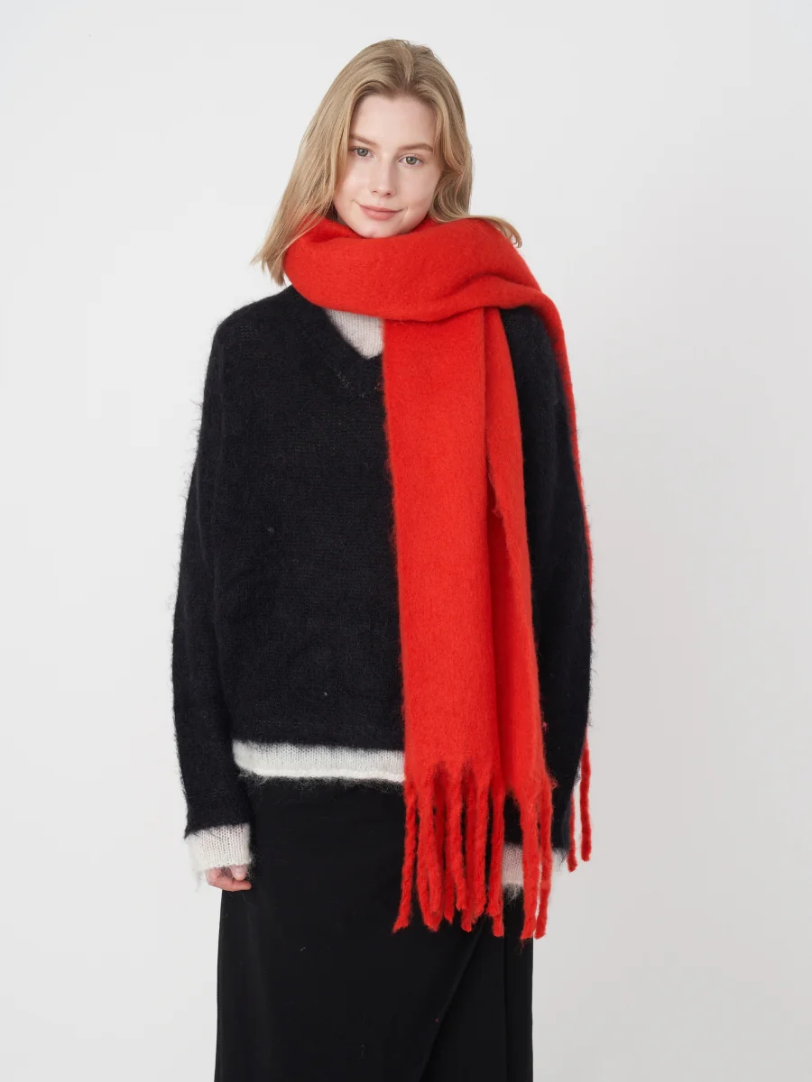 Catalog Tassel Blanket Scarf - Red - Image 2
