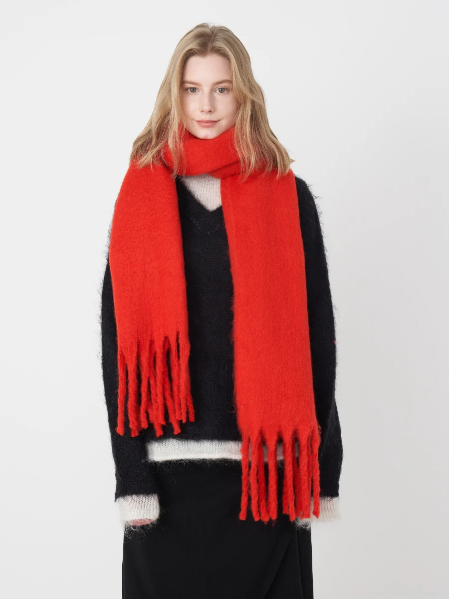 Catalog Tassel Blanket Scarf - Red - Image 5