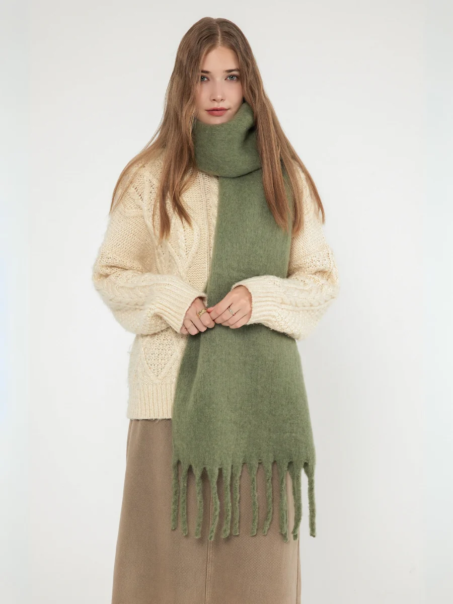 Catalog Tassel Blanket Scarf - Sage - Image 2