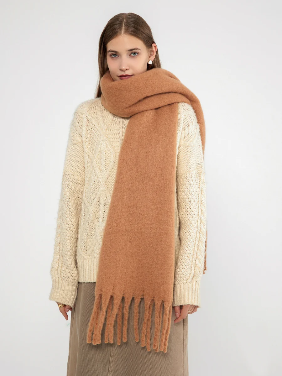 Catalog Tassel Blanket Scarf - Tan - Image 2