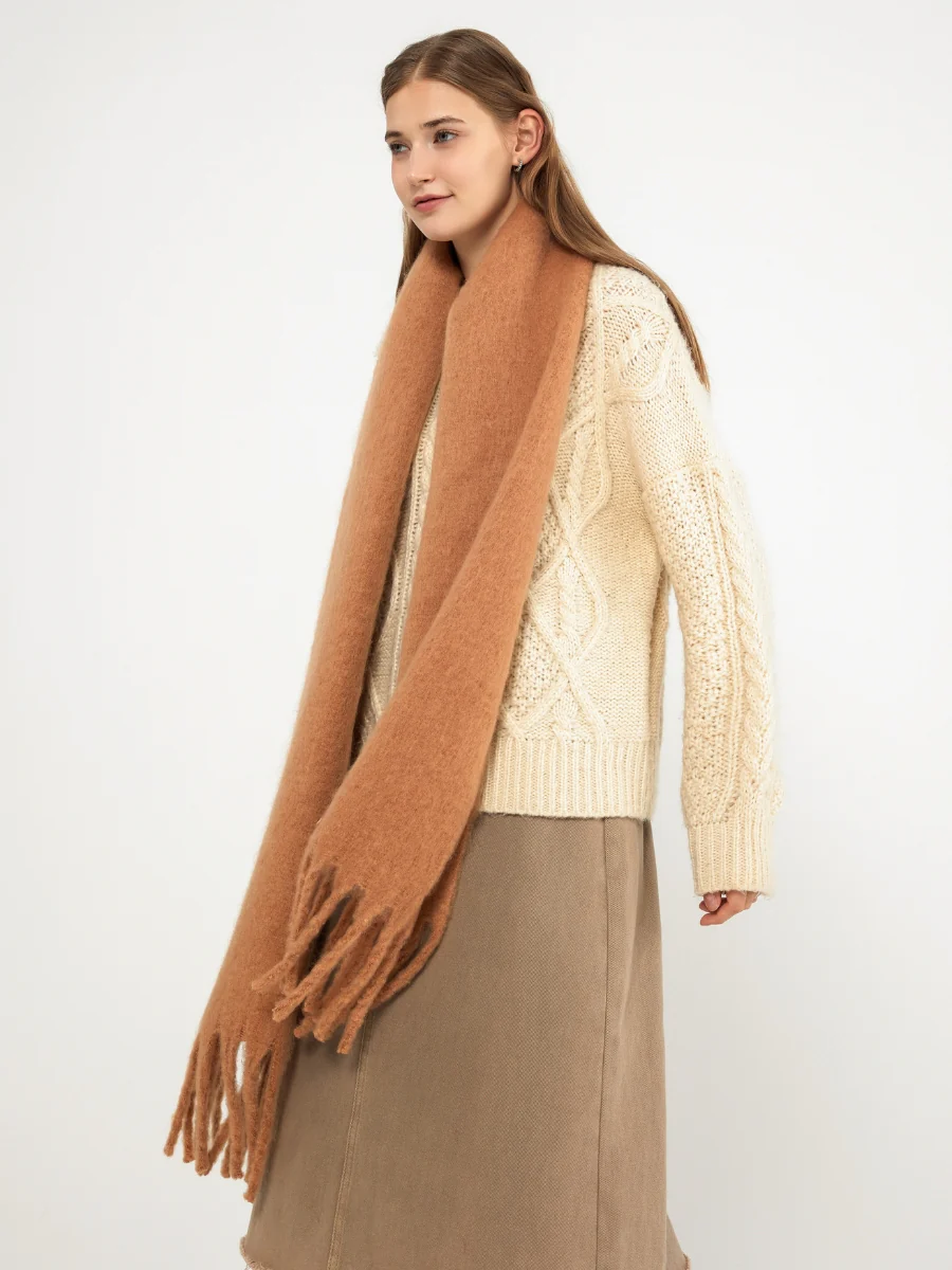 Catalog Tassel Blanket Scarf - Tan - Image 3