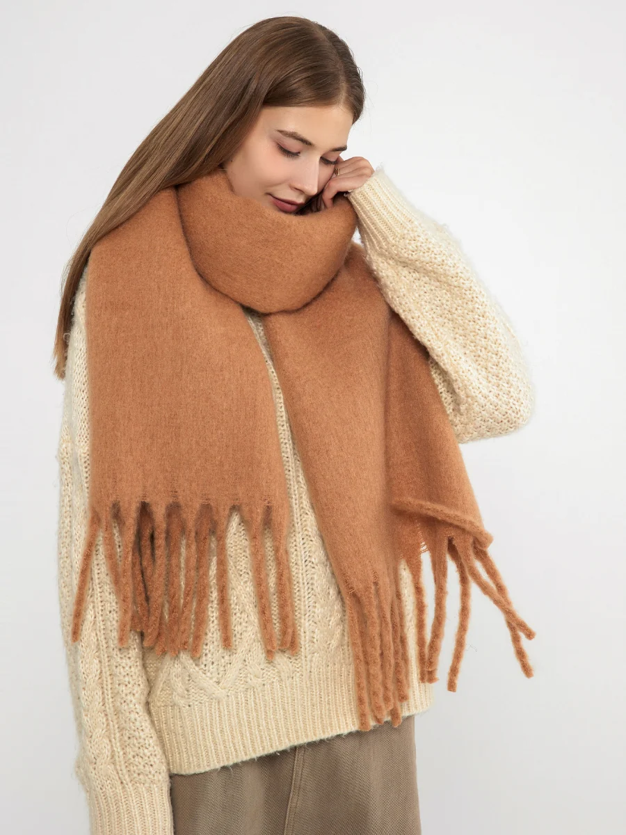 Catalog Tassel Blanket Scarf - Tan - Image 5