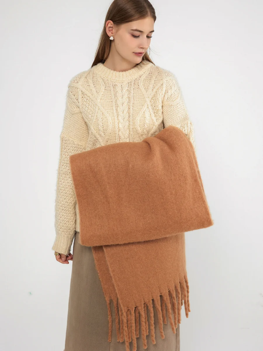 Catalog Tassel Blanket Scarf - Tan - Image 6