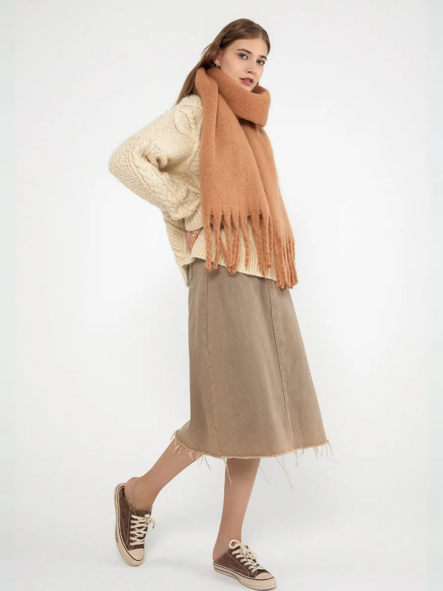 Catalog Tassel Blanket Scarf - Tan - Image 7